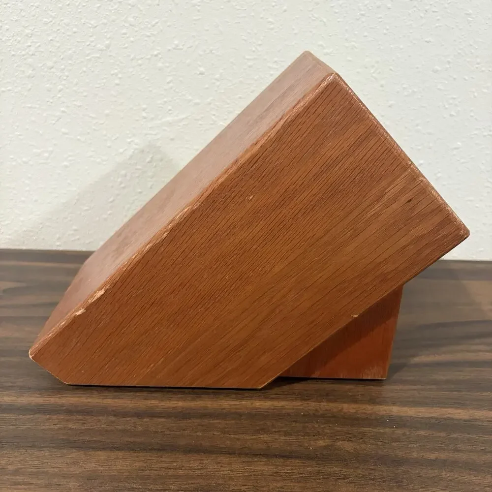 Cutco Homemaker Solid Honey Oak Wood‎ 10-Slot Knife Block Made In USA 8 x 10 x 5